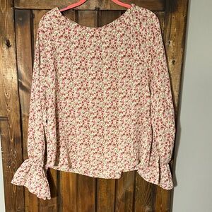 Women's Floral Bell-Sleeve Blouse - Pink Floral